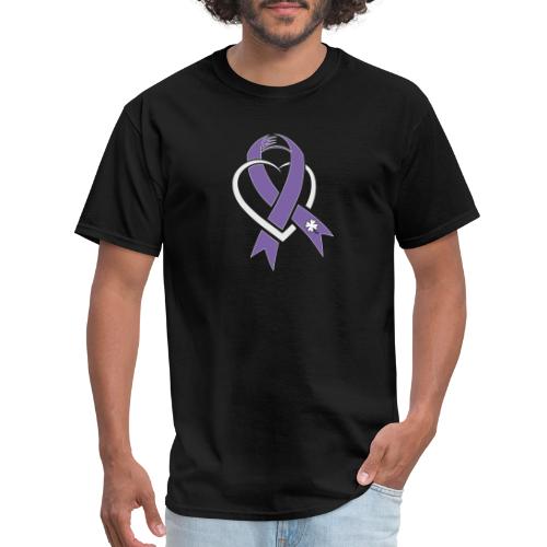 TB Cancer Awareness Ribbon with Heart - Men's T-Shirt