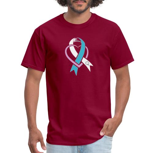TB Cervical Cancer Awareness Ribbon with Heart - Men's T-Shirt