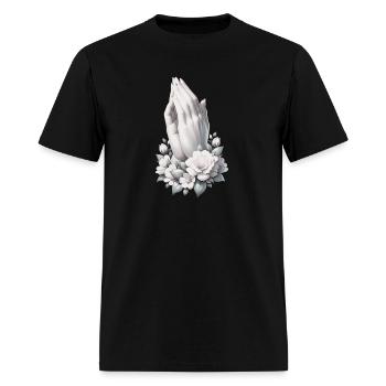 Faithful Grace Praying Hands with Floral Elegance - Men's T-Shirt - black - Front - Jose (178cm)