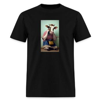 cow talking on the phone - Men's T-Shirt - black - Front - Jose (178cm)