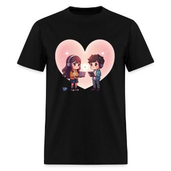 Byte & Pixel - Digital Love - Men's T-Shirt - black - Front - Jose (178cm)