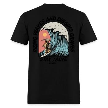 WAVES N GRAVES TEE - Men's T-Shirt - black - Back - Jose (178cm)