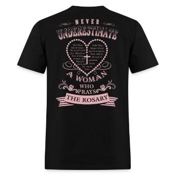 Never Underestimate a Woman With a Rosary women - Men's T-Shirt - black - Back - Jose (178cm)