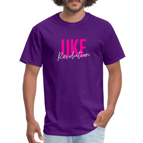 Front & Back Pink Uke Revolution + Get Your Uke On - Men's T-Shirt