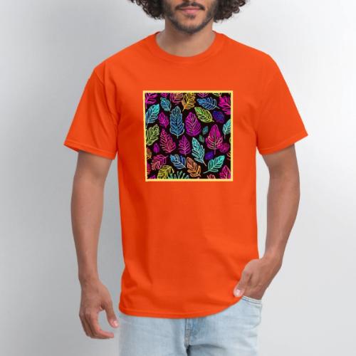 Luminous Foliage Tapestry: Neon Leaves Symphony - Men's T-Shirt