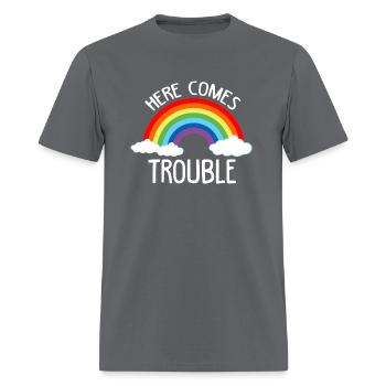 Here Comes Trouble Rainbow Trouble Maker - Men's T-Shirt - charcoal - Front - Jose (178cm)