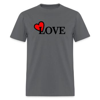 Text 'LOVE' with heart in L for love - Men's T-Shirt - charcoal - Front - Jose (178cm)