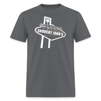 Welcome to Grouchy John's Coffee Sign - Men's T-Shirt - charcoal - Front - Jose (178cm)