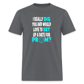 Prom Date - Volleyball Promposal - Men's T-Shirt - charcoal - Front - Jose (178cm)