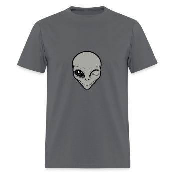 Greay Alien wink - Men's T-Shirt - charcoal - Front - Jose (178cm)