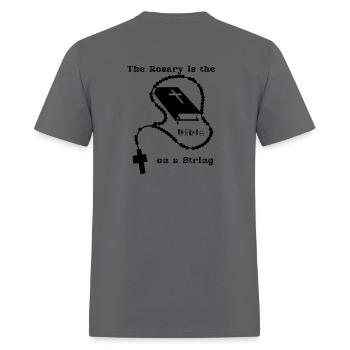 The Rosary is the Bible on a String - Men's T-Shirt - charcoal - Back - Jose (178cm)
