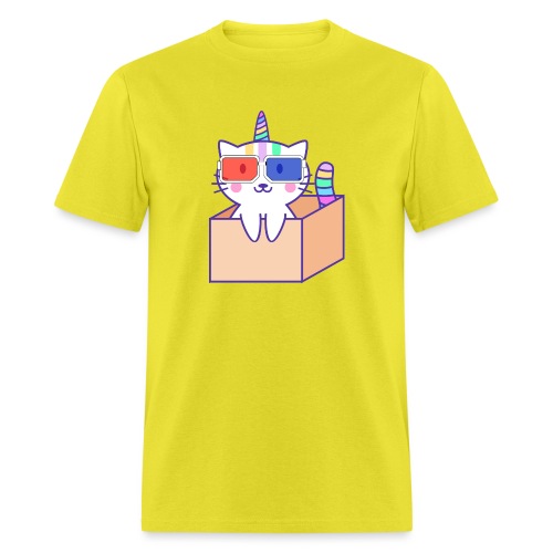 Unicorn cat with 3D glasses doing Vision Therapy! - Men's T-Shirt