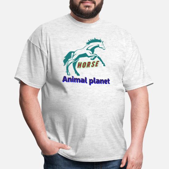 horse logo with animal planet text' Men's T-Shirt | Spreadshirt
