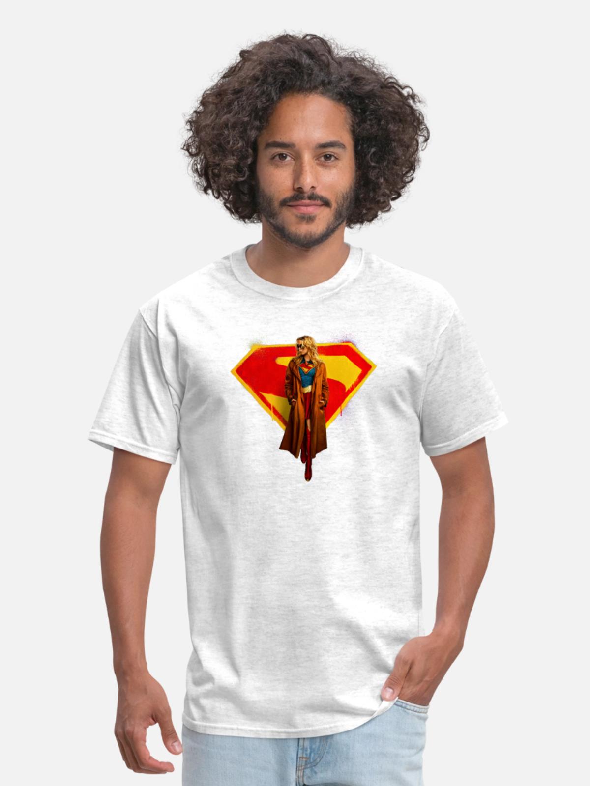 Supergirl Movie Kara In Front Of Supergirl Emblem - Men's T-Shirt - light heather gray - Front - Jose (178cm)