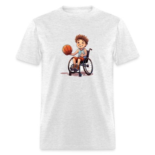 Cartoon boy in wheelchair playing basketball # - Men's T-Shirt
