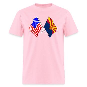 Drapeau des États-Unis et de l’État de l’Arizona - T-shirt Homme - rose - Devant - Jose (178cm)