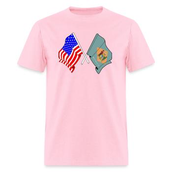 Drapeau : États-Unis et État du Delaware - T-shirt Homme - rose - Devant - Jose (178cm)