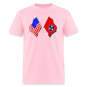 Drapeau : États-Unis et État du Tennessee - T-shirt Homme - rose - Devant - Jose (178cm)