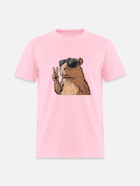 Cool Capybara in Glasses - Men's T-Shirt - pink