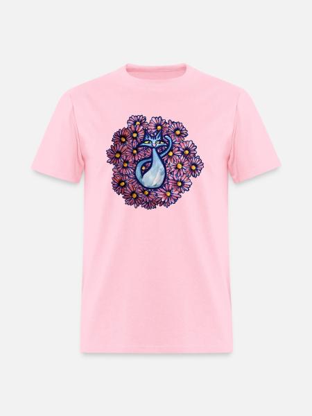 Blue Cat Daisies - Men's T-Shirt - pink