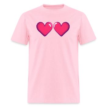 Retro Gamer Couple Pixel Heart Design - Men's T-Shirt - pink - Front - Jose (178cm)