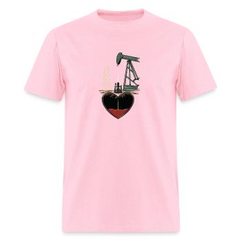 Plate-forme pétrolière avec cœur Conception pour travailleur des champs pétrolifères - T-shirt Homme - rose - Devant - Jose (178cm)