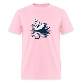 Elegant swan on the calm lake - Men's T-Shirt - pink - Front - Jose (178cm)