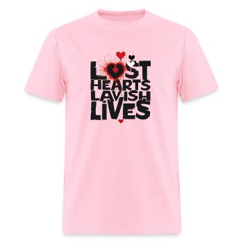 lost hearts, lavish lives. valentines day - 2pm - Men's T-Shirt - pink - Front - Jose (178cm)