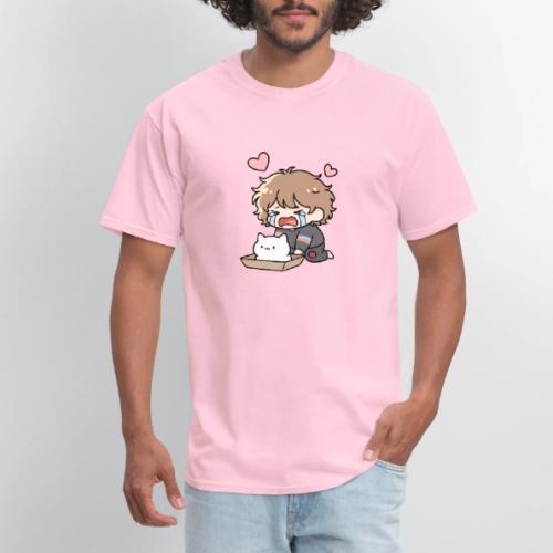 Crying Chibi Boy with Stray Cat - Men's T-Shirt