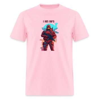 80 s anime style soldier with cyborg body - Men's T-Shirt - pink - Front - Jose (178cm)