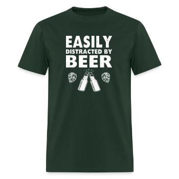 Easily Distracted by BEER funny Beer Design - Men's T-Shirt - forest green - Front - Jose (178cm)