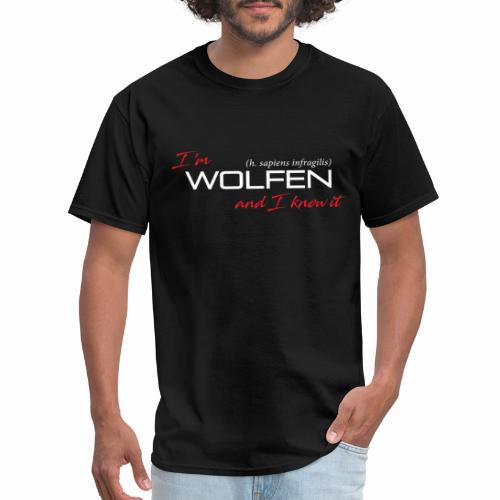 Front/Back: Wolfen Atitude on Dark - Adapt or Die - Men's T-Shirt