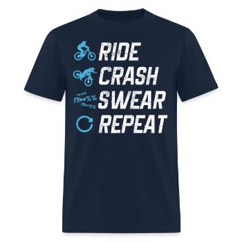 Mountain Bike - Ride Crash Swear Repeat - Men's T-Shirt - navy - Front - Jose (178cm)