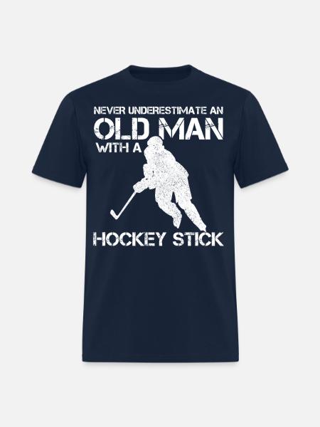 Never Underestimate An Old Man With A Hockey Stick - Men's T-Shirt - navy