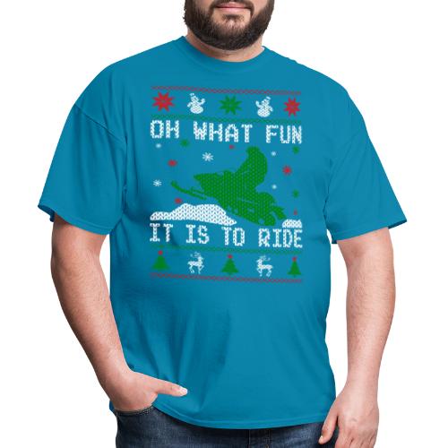 Oh What Fun Snowmobile Ugly Sweater style - Men's T-Shirt