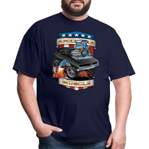 American Muscle Patriotic Muscle Car Cartoon - Men's T-Shirt