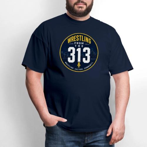 Wrestling from the 313 (navy and gold) - Men's T-Shirt