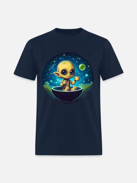 Coffee-loving Alien: Midnight Snack - Men's T-Shirt - navy