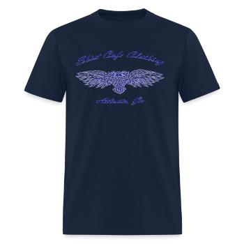 Shirt Cafe Blue White Owl Logo - Men's T-Shirt - navy - Front - Jose (178cm)