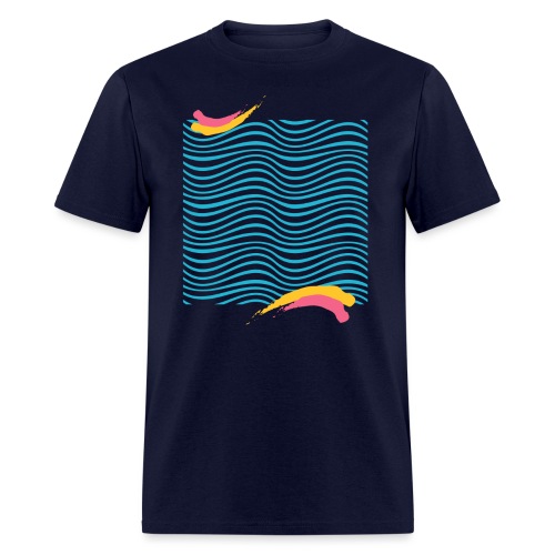 Artistic Abstract Minimalistic Blue Waves T-Shirt - Men's T-Shirt