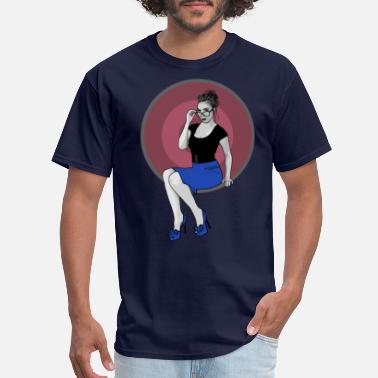 Hot cartoon nerd girl sitting in Men's T-Shirt | Spreadshirt