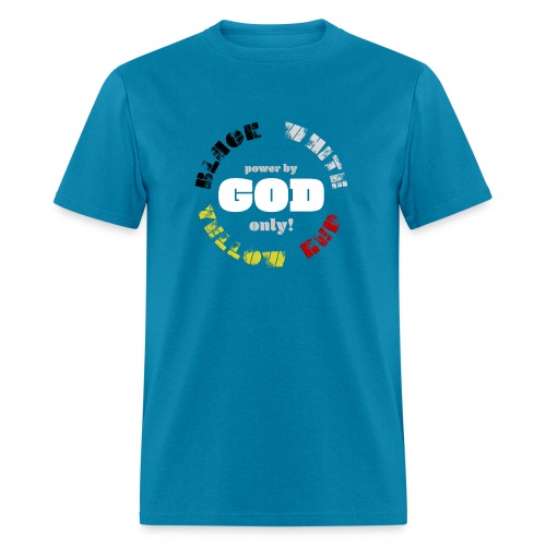 Power by GOD (Black, White, Yellow, Red) - Men's T-Shirt