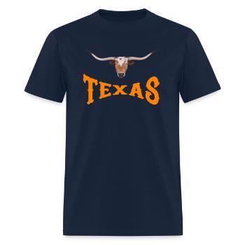 Texas Name With Longhorn Steer'S Head - Men's T-Shirt - navy - Front - Jose (178cm)