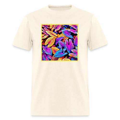 Captivating Neon Elegance Leaf Pattern - Men's T-Shirt