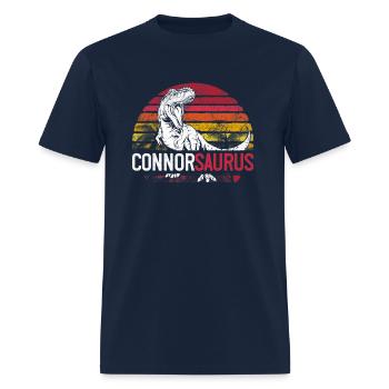 Connor Saurus Personalized T Rex Name Christmas - Men's T-Shirt - navy - Front - Jose (178cm)
