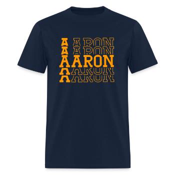 Text name Aaron - Men's T-Shirt - navy - Front - Jose (178cm)