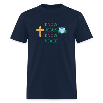 KNOW JESUS KNOW PEACE - Men's T-Shirt - navy - Front - Jose (178cm)