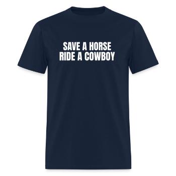 Cow Humor Horse Vintage Save A Horse Ride A - Men's T-Shirt - navy - Front - Jose (178cm)