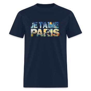I LOVE PARIS TEXT FOTO - Men's T-Shirt - navy - Front - Jose (178cm)