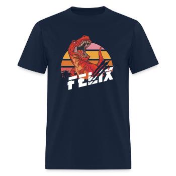 FELIX - Lovely boy name with T-REX dino - Men's T-Shirt - navy - Front - Jose (178cm)